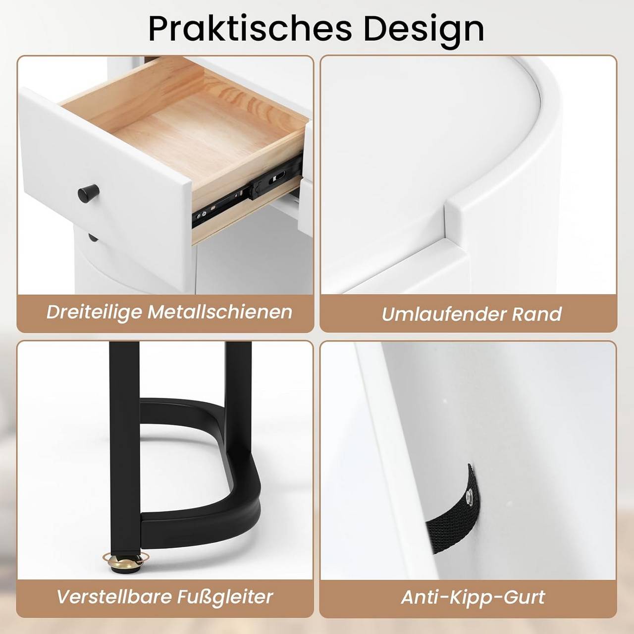 Schminktisch mit LED und Spiegel Weiss