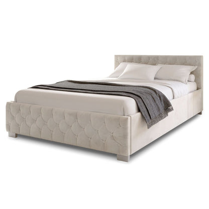 LED Polsterbett 180x200 cm Bettkasten Beige