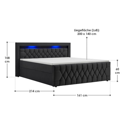 Boxspringbett 140x200 cm - Schwarz