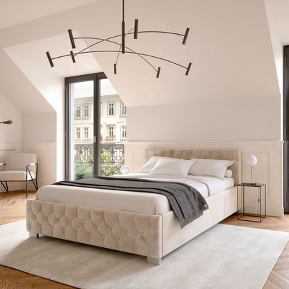 LED Polsterbett 140x200 cm Bettkasten Beige