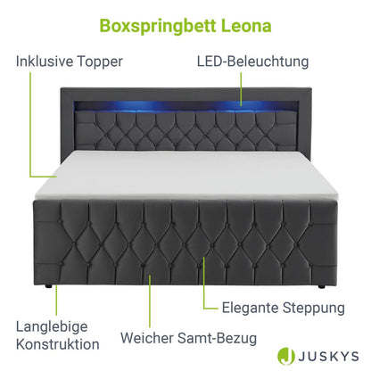 Boxspringbett 180x200 cm - Grau