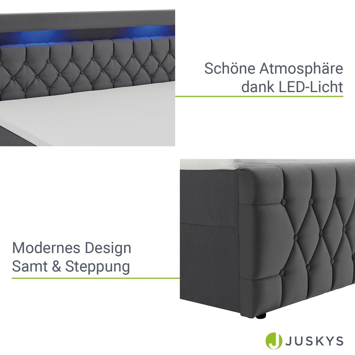 Boxspringbett 180x200 cm - Grau