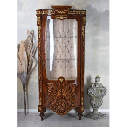 XXL VITRINE BAROCK VITRINENSCHRANK ANTIK INTARSIEN SCHRANK GLASVITRINE 190CM - Palo24