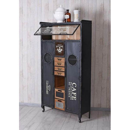VITRINENSCHRANK LOFT SCHUBLADENSCHRANK METALLSCHRANK VITRINE INDUSTRIAL KOMMODE - Palo24