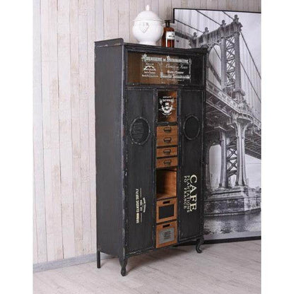 VITRINENSCHRANK LOFT SCHUBLADENSCHRANK METALLSCHRANK VITRINE INDUSTRIAL KOMMODE - Palo24