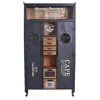 VITRINENSCHRANK LOFT SCHUBLADENSCHRANK METALLSCHRANK VITRINE INDUSTRIAL KOMMODE - Palo24