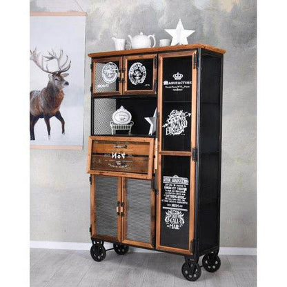 WERKZEUGSCHRANK INDUSTRIE VITRINE APOTHEKERKOMMODE HOCHSCHRANK AUF RÄDERN - Palo24