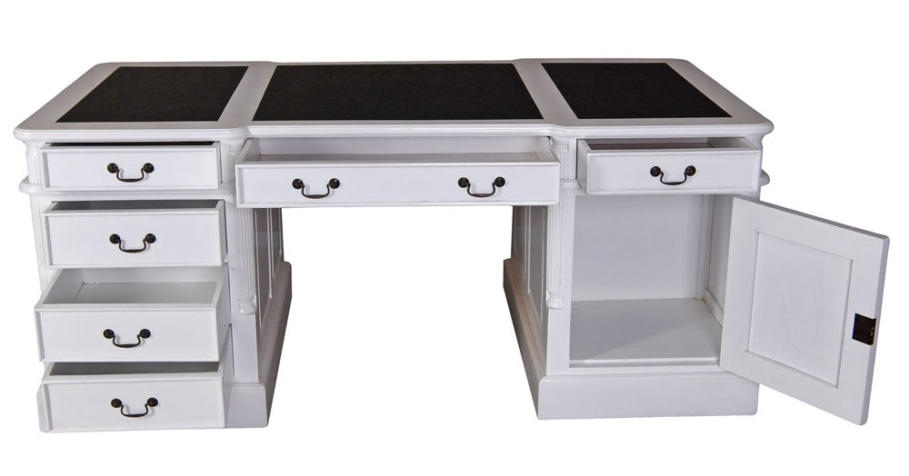 Vintage Partnerdesk Doppelschreibtisch Shabby Chic Weiss