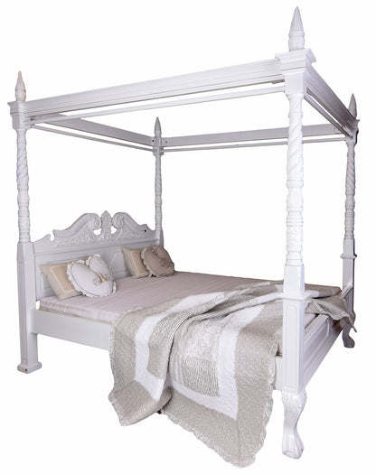 Himmelbett Shabby Chic Mahagoni Vintage Weiss