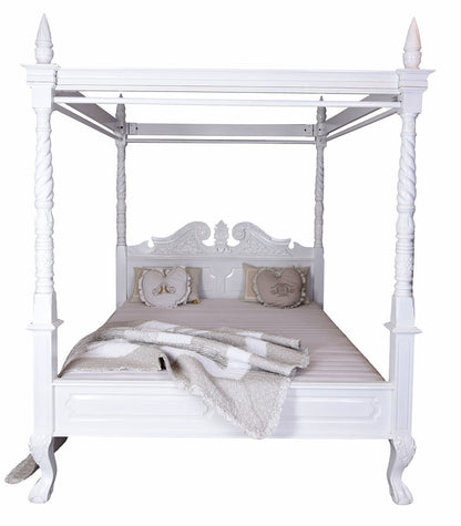 Himmelbett Shabby Chic Mahagoni Vintage Weiss