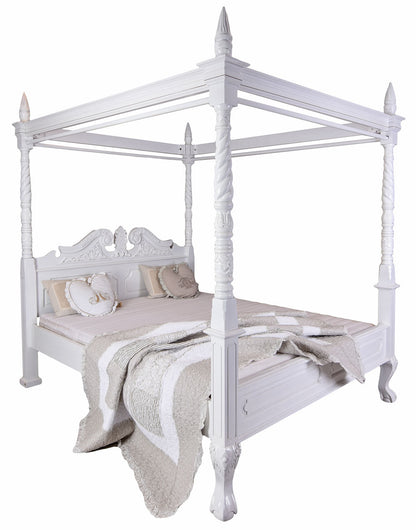Himmelbett Shabby Chic Mahagoni Vintage Weiss