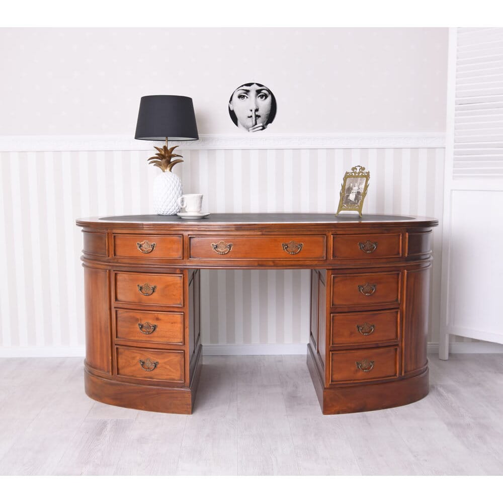 Schreibtisch Mahagoni Massivholz Oval