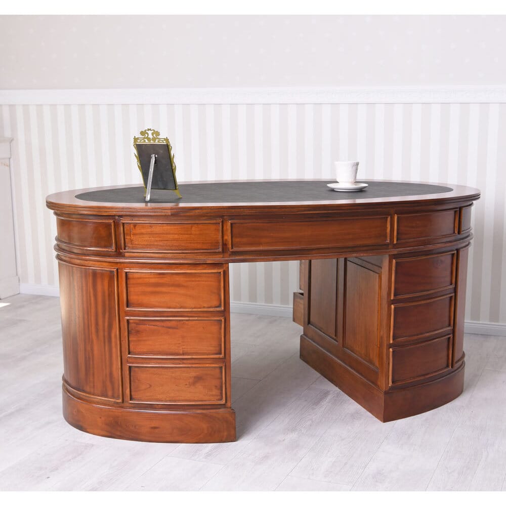 Schreibtisch Mahagoni Massivholz Oval