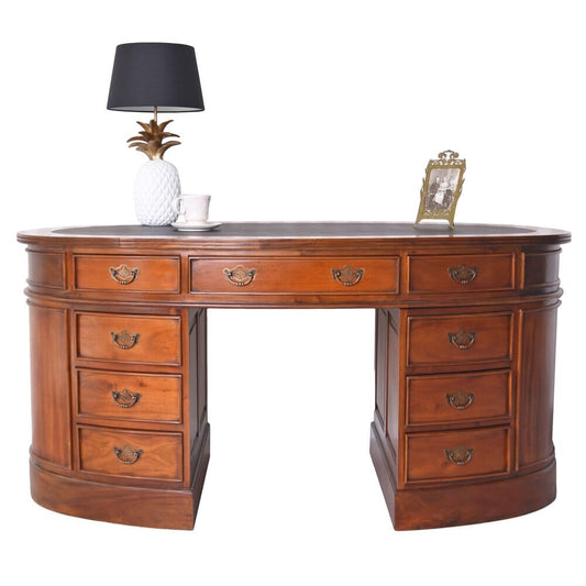 Schreibtisch Mahagoni Massivholz Oval