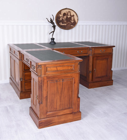 Mahagoni Schreibtisch Partnerdesk Winkelschreibtisch Eckschreibtisch massiv