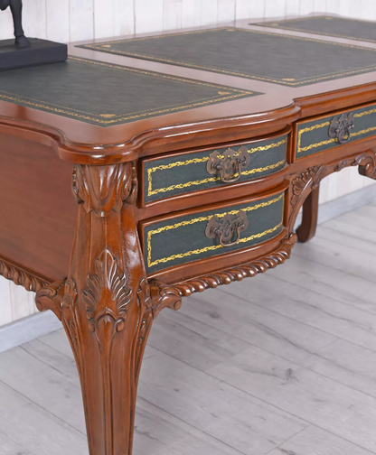 Barock Schreibtisch Antik Mahagoni Holz Chefschreibtisch Ledereinlage