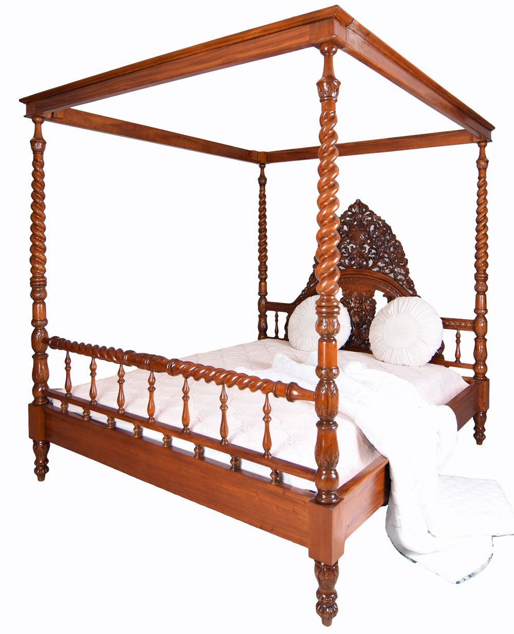 XXL Himmelbett Mahagoni Doppelbett Antik Ehebett Massivholz 180x200cm