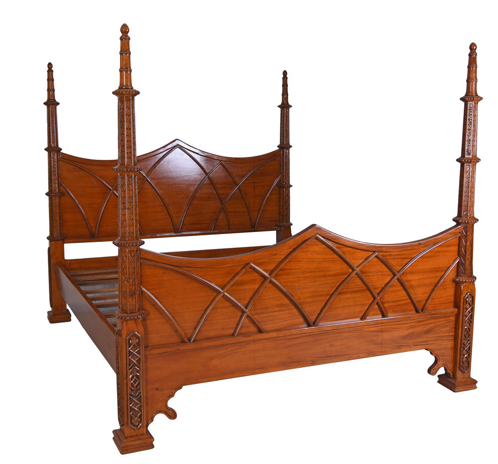 Doppelbett massives Mahagoni Antik Himmelbett 180x200cm