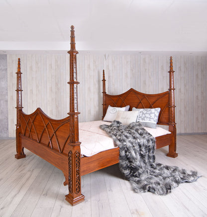 Doppelbett massives Mahagoni Antik Himmelbett 180x200cm