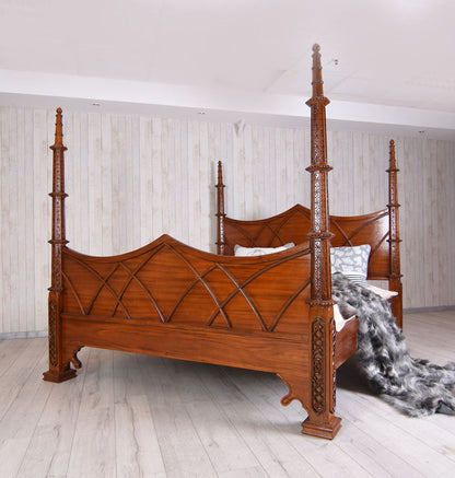 Doppelbett massives Mahagoni Antik Himmelbett 180x200cm