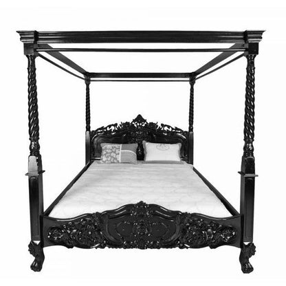 Ehebett Mahagoni Himmelbett Schwarz Doppelbett 180x200cm