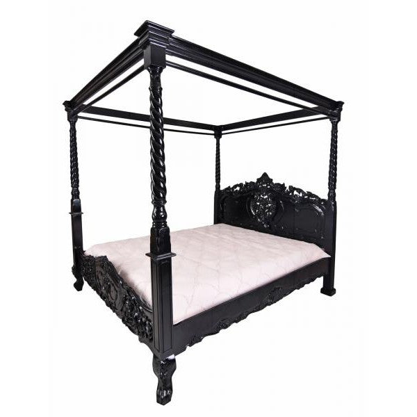 Ehebett Mahagoni Himmelbett Schwarz Doppelbett 180x200cm