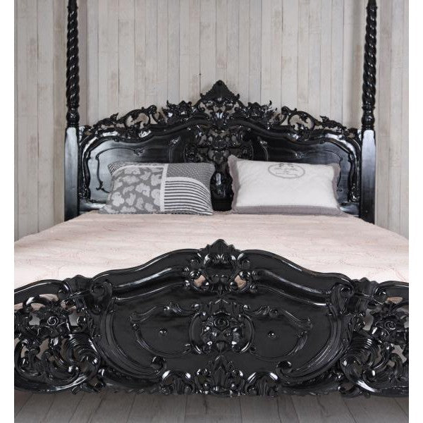 Ehebett Mahagoni Himmelbett Schwarz Doppelbett 180x200cm