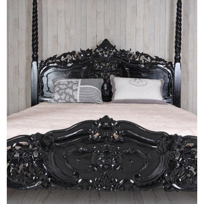 Ehebett Mahagoni Himmelbett Schwarz Doppelbett 180x200cm