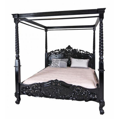 Ehebett Mahagoni Himmelbett Schwarz Doppelbett 180x200cm