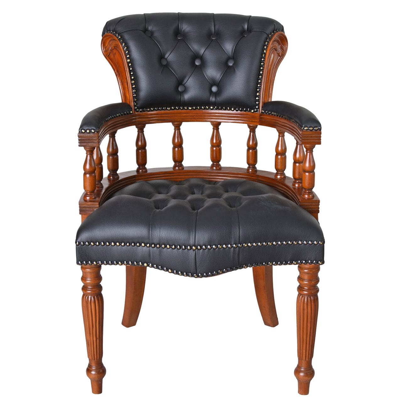 Chesterfield Stuhl Retro Armlehnsessel Sessel Mahagoni Bibliotheksstuhl