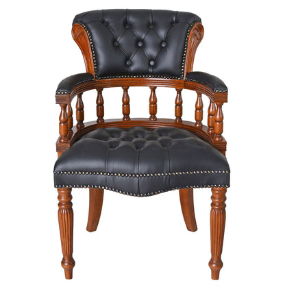 Chesterfield Stuhl Retro Armlehnsessel Sessel Mahagoni Bibliotheksstuhl
