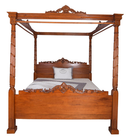 Mahagoni Himmelbett Massivholz Doppelbett Antik Ehebett 180x200cm