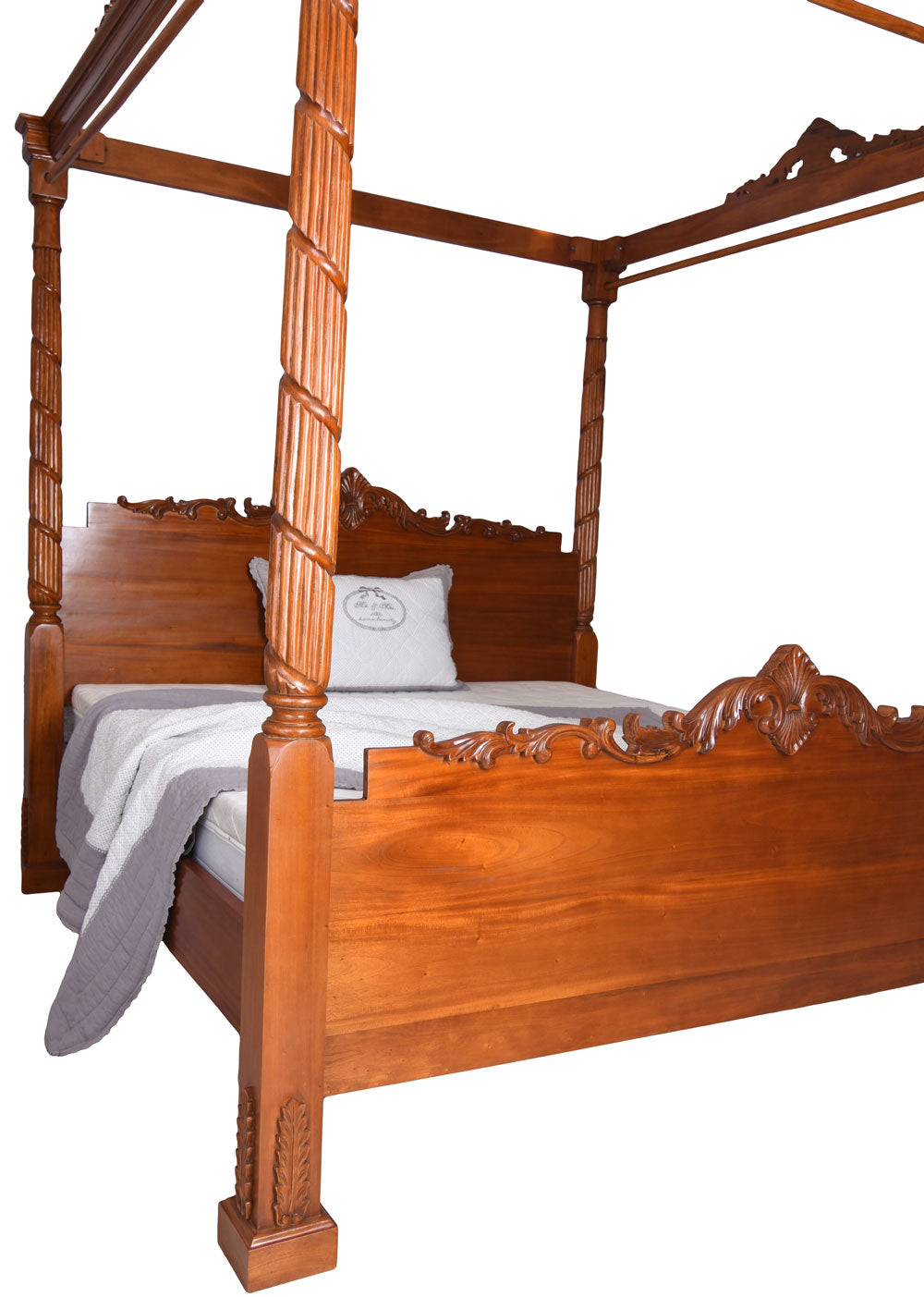 Mahagoni Himmelbett Massivholz Doppelbett Antik Ehebett 180x200cm