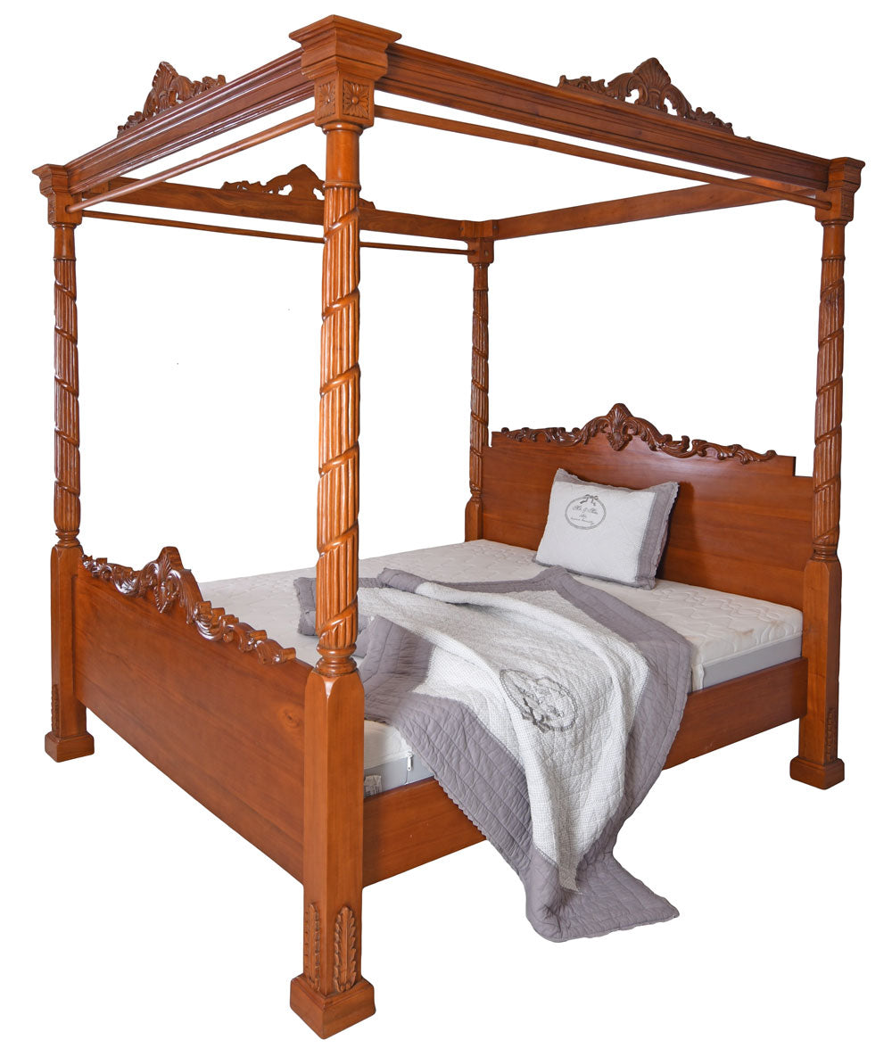 Mahagoni Himmelbett Massivholz Doppelbett Antik Ehebett 180x200cm
