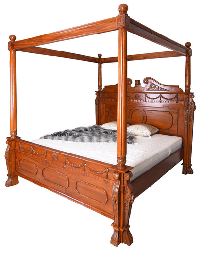 Himmelbett Antik Ehebett Löwenbett Mahagoni Massivholz 180x200cm