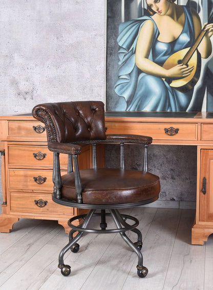 Bürostuhl Chesterfield Echtleder