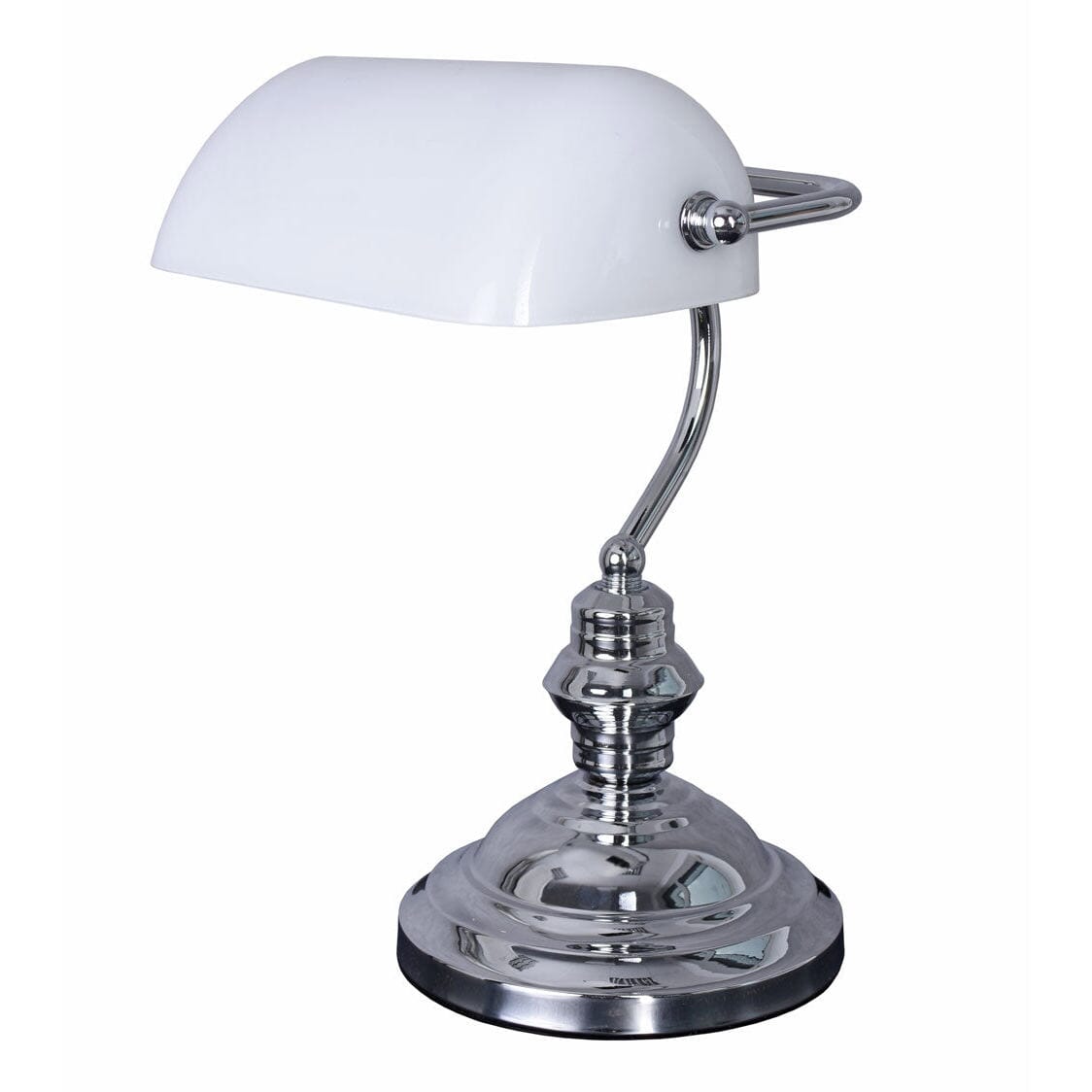 Schreibtischlampe Bankers Lamp Antik Stil Silber Weiss